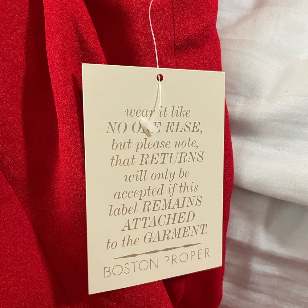 Boston Proper Red Midi Dress Size 12 on off shoulder ruffles spandex stretch - Picture 11 of 16